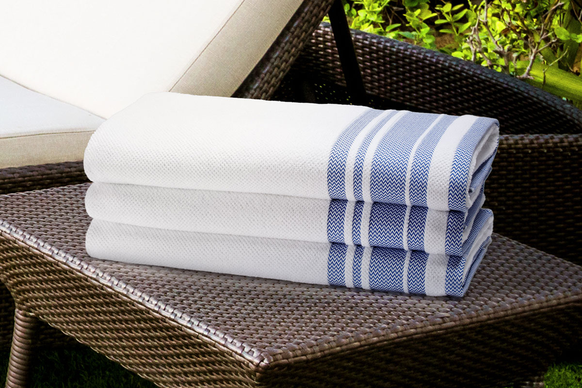 Blue Border Cotton Pool Towel